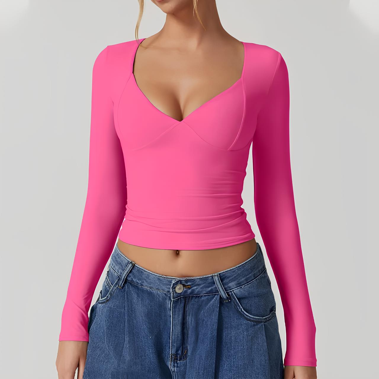Sanne® | Getailleerde Top met V-Hals en Stretch voor Elegantie en Comfort