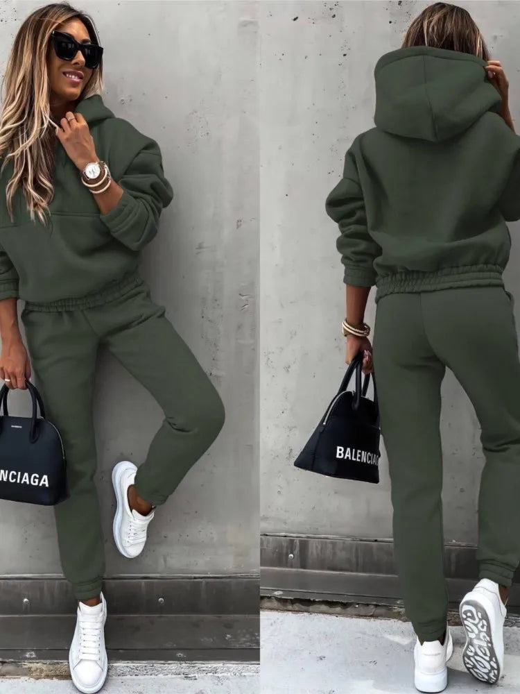 Nieuwe Effen Kleuren | Sport Hoodie 2 Delige Set