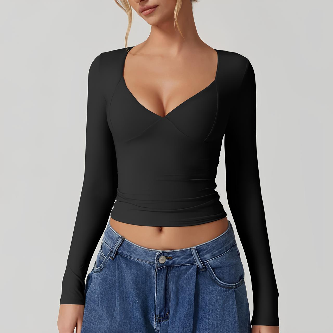 Sanne® | Getailleerde Top met V-Hals en Stretch voor Elegantie en Comfort