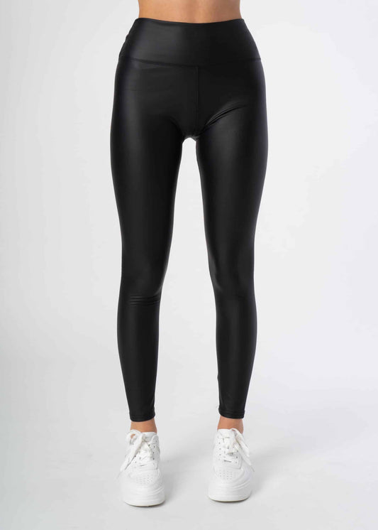 Basic Lederlook Leggings - Zwart